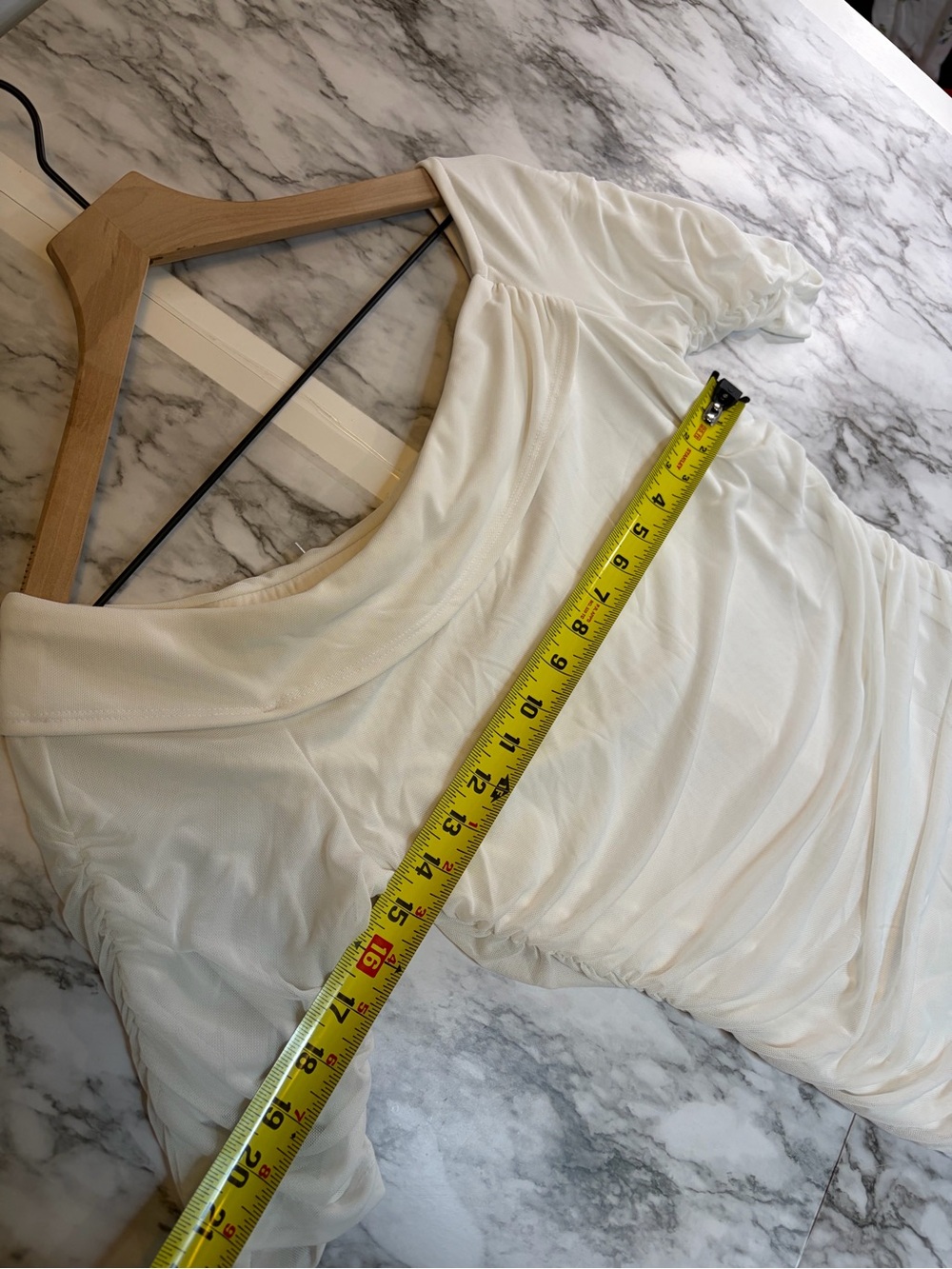 VENUS White Cream Off-Shoulder Ruched Midi Dress size M - Picture 5 of 7